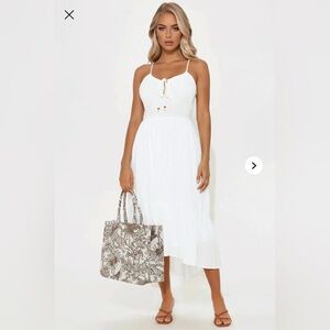 Fashion Nova Off-White High Low White Dress